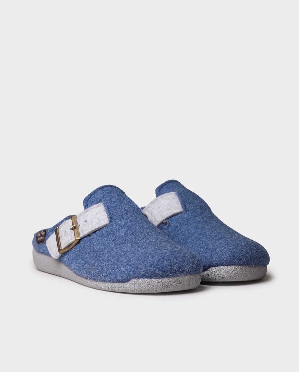 Imagen 4 de Zapatillas de casa cerradas de mujer de fieltro reciclado - Toni Pons - Azul Azul