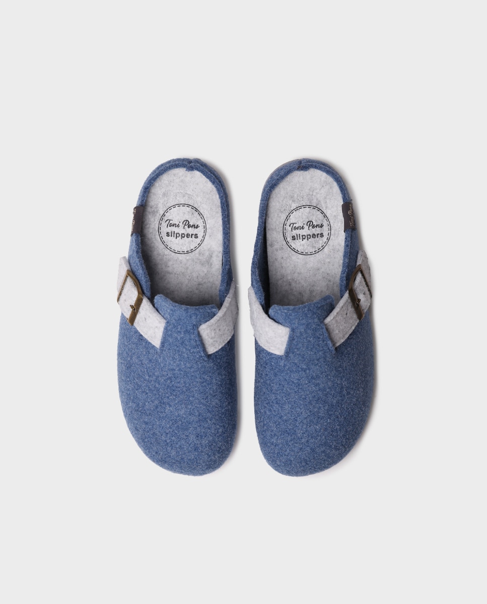 Imagen 3 de Zapatillas de casa cerradas de mujer de fieltro reciclado - Toni Pons - Azul Azul