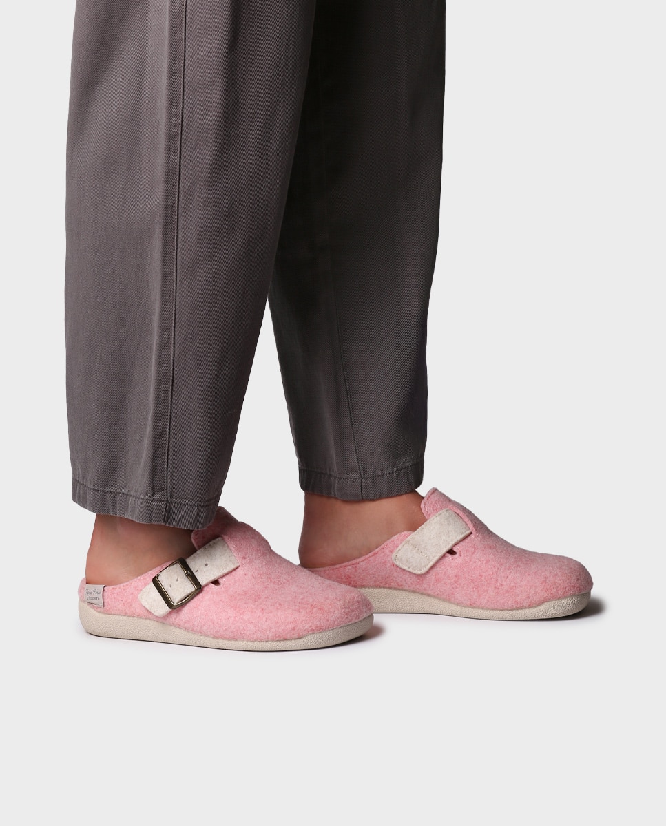 Imagen 2 de Zapatillas de casa cerradas de mujer de fieltro reciclado - Toni Pons - Rosa Rosa