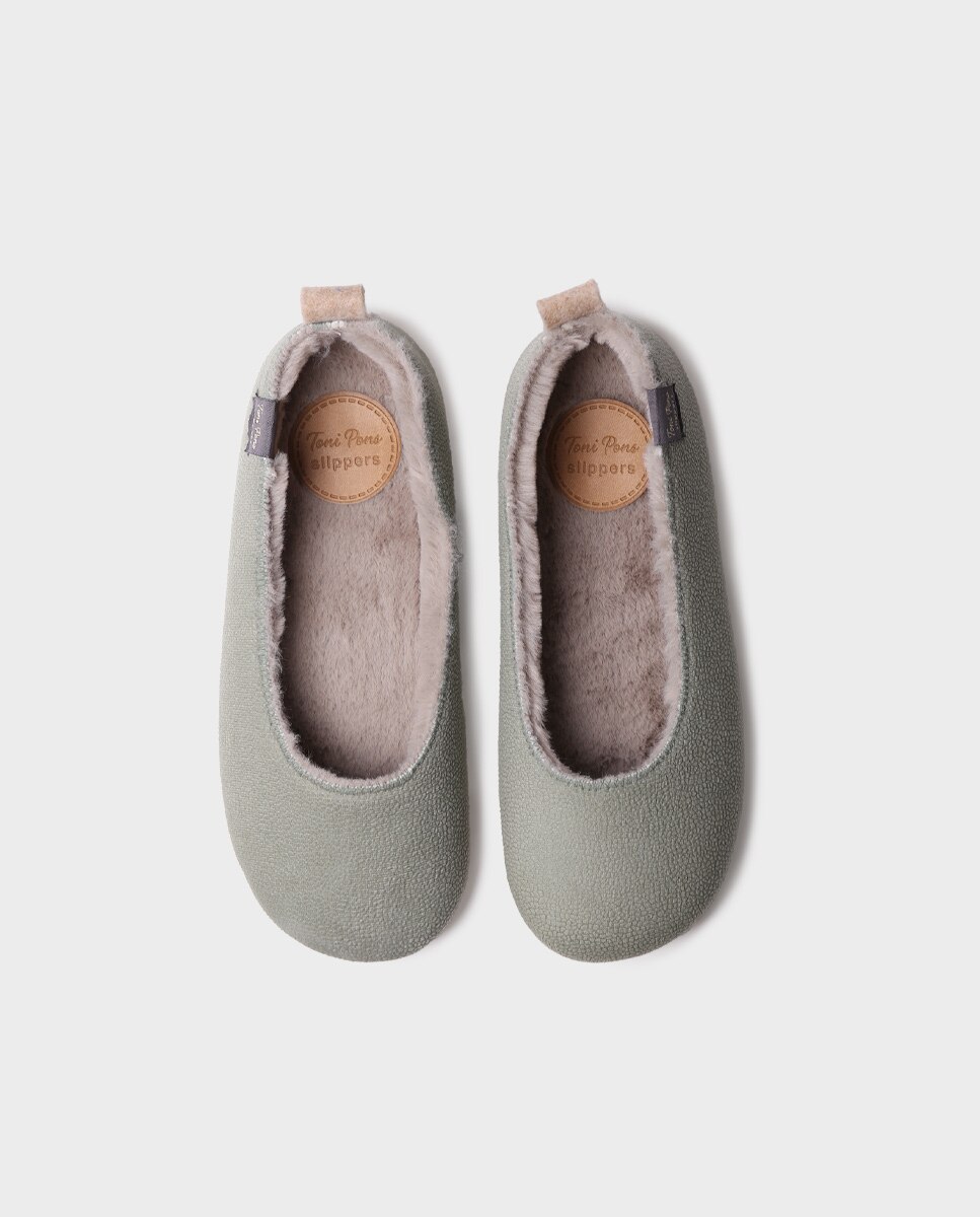 Zapatillas de casa de mujer tipo bailarina - Toni Pons - Verde Verde-2