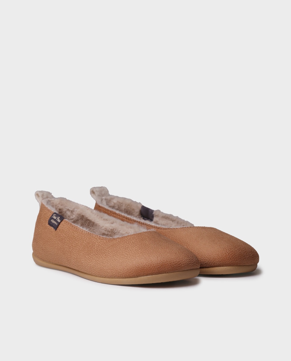 Zapatillas de casa de mujer tipo bailarina - Toni Pons - Marrón Marrón-3