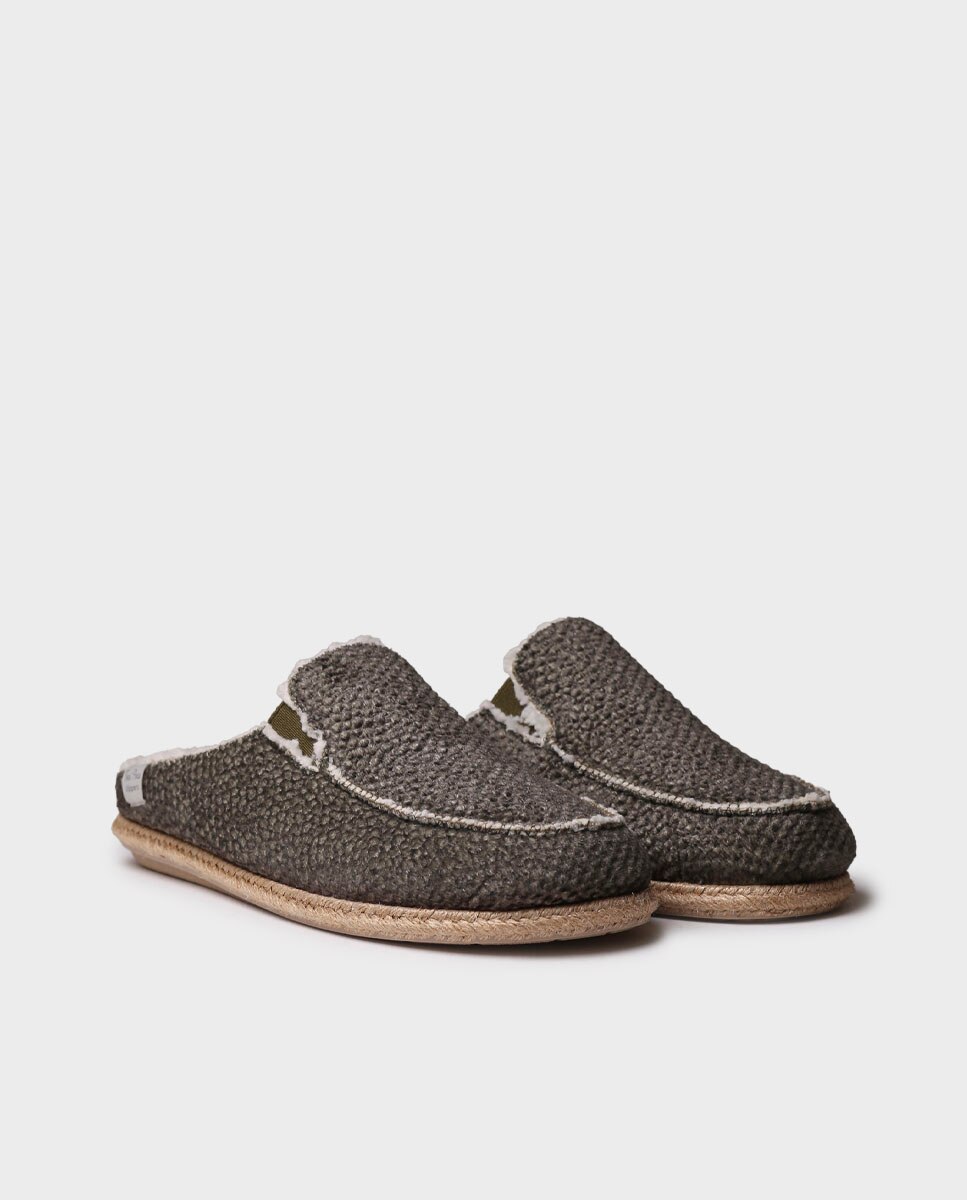 Zapatillas de casa de hombre de tejido tipo zueco - Toni Pons - Kaki Kaki-4
