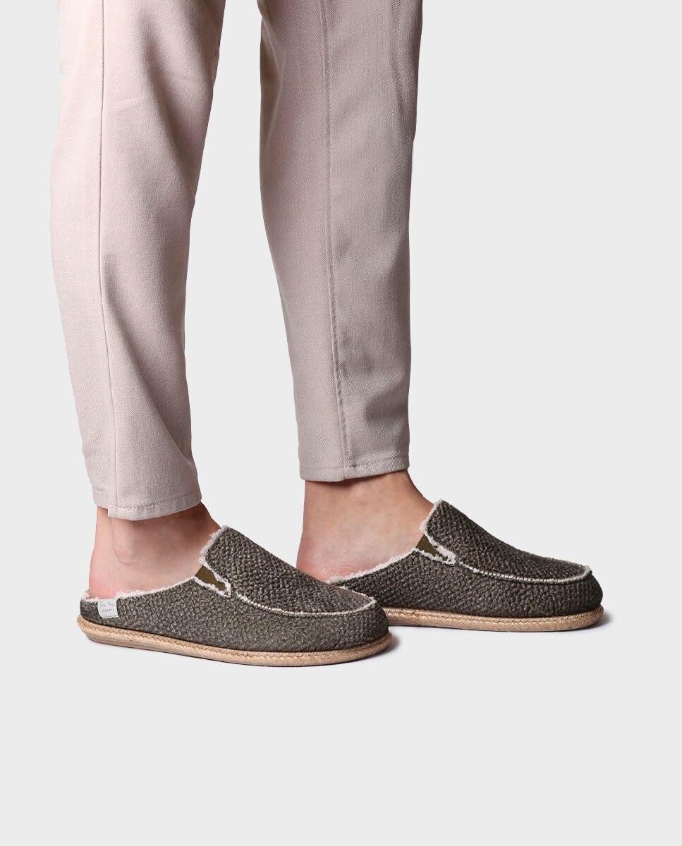 Zapatillas de casa de hombre de tejido tipo zueco - Toni Pons - Kaki Kaki-2
