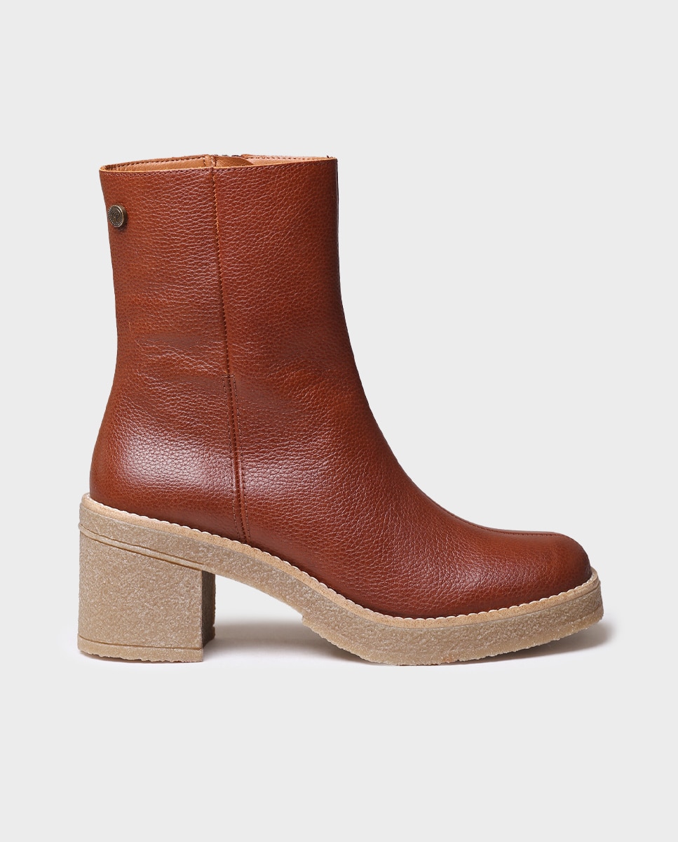 Botines de mujer de piel con cremallera - Toni Pons - Marrón Marrón-1