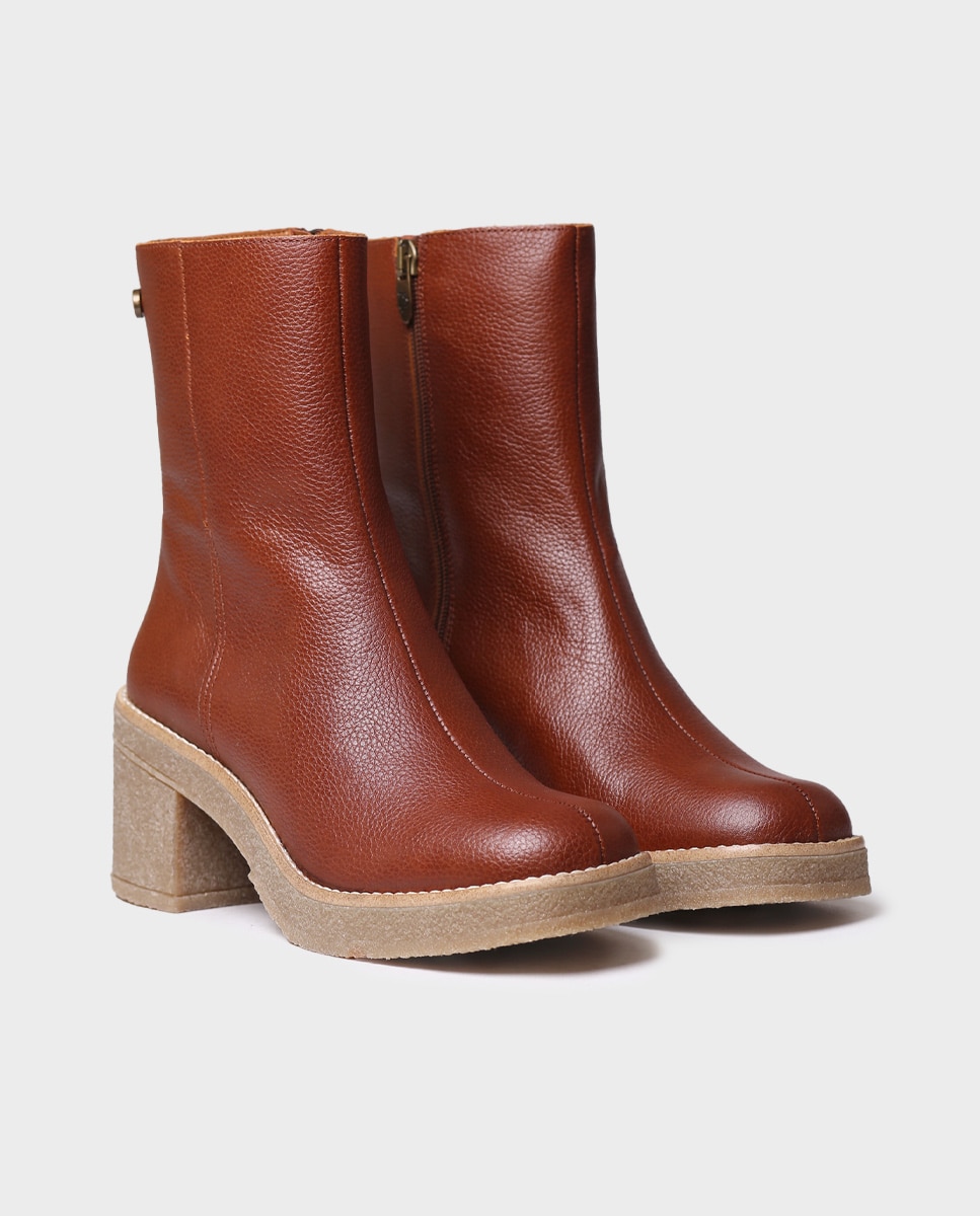 Botines de mujer de piel con cremallera - Toni Pons - Marrón Marrón-3
