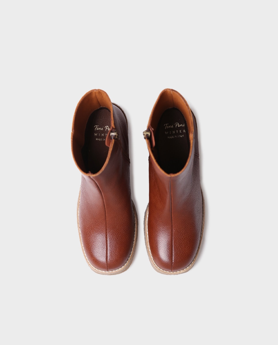 Botines de mujer de piel con cremallera - Toni Pons - Marrón Marrón-2