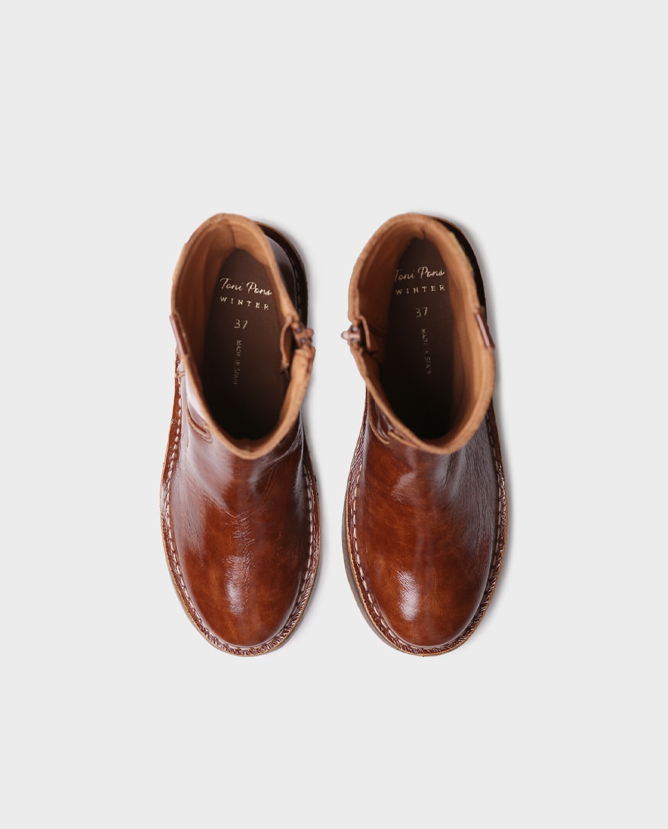 Botines de mujer de piel con cremallera - Toni Pons - Marrón Marrón-3