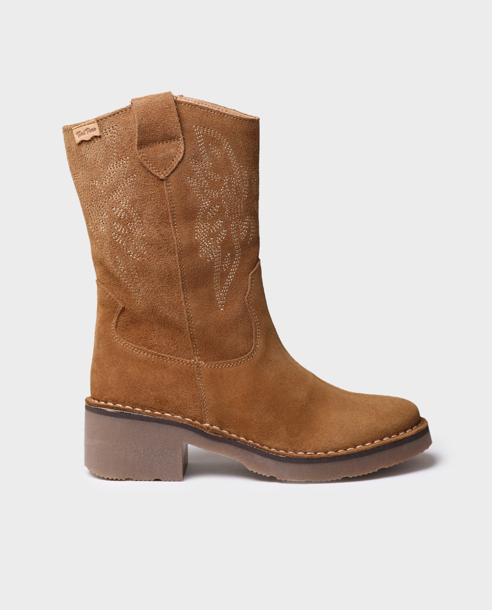 Botines de mujer de serraje con cremallera - Toni Pons - Marrón Marrón-1