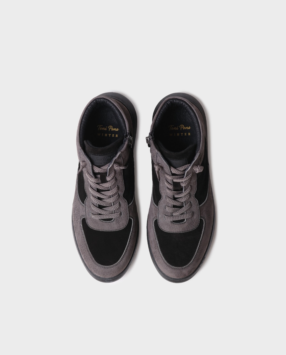 Zapatillas de serraje de mujer con cordones y cremallera - Toni Pons - Negro Negro-3
