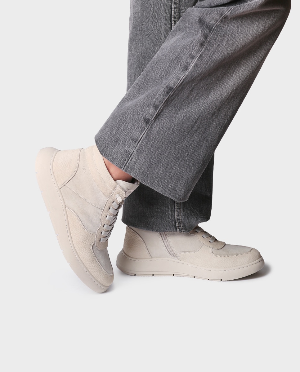 Zapatillas de serraje de mujer con cordones y cremallera - Toni Pons - Crudo Crudo-2