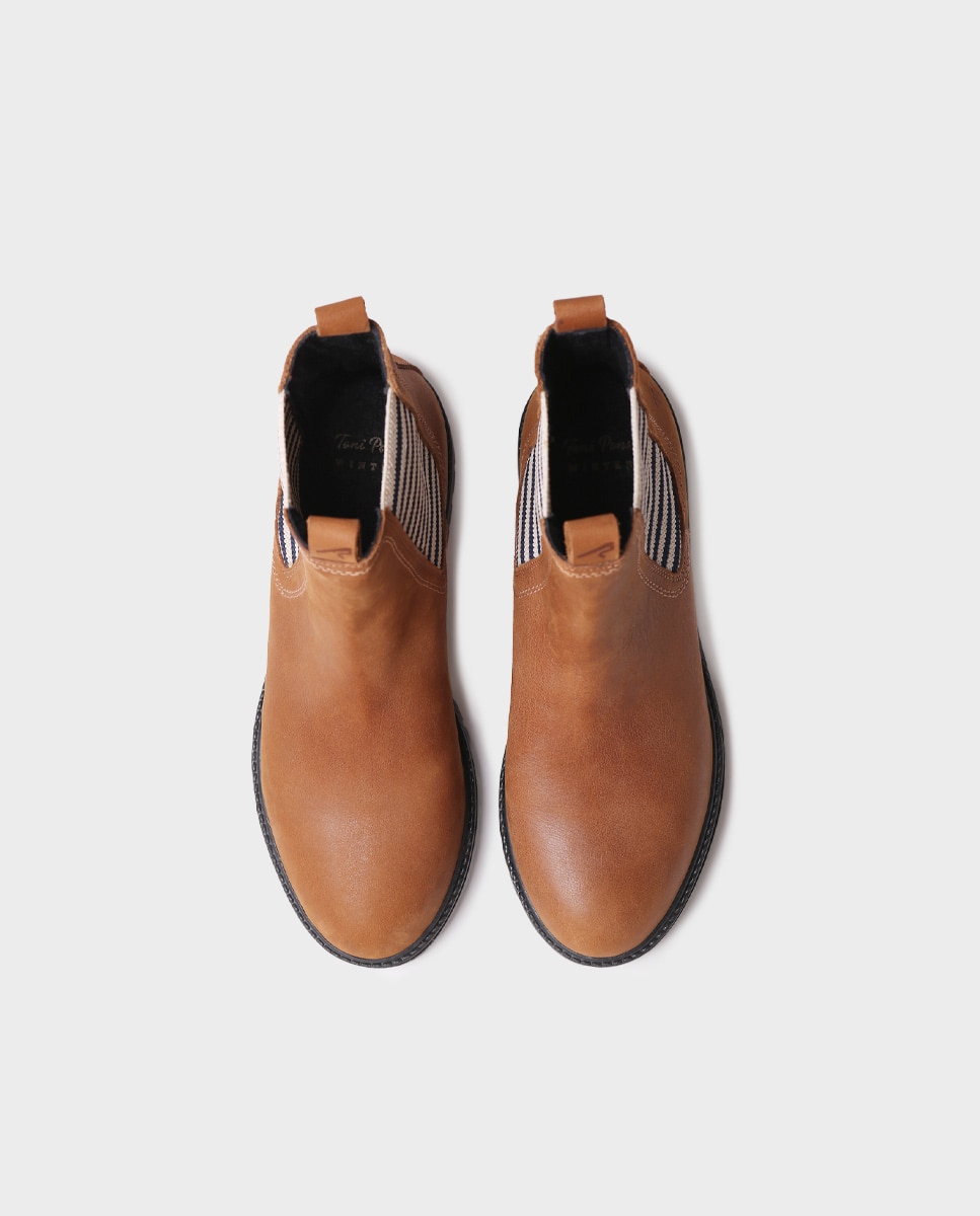 Botines de mujer de piel con elásticos - Toni Pons - Marrón claro Marrón claro-3