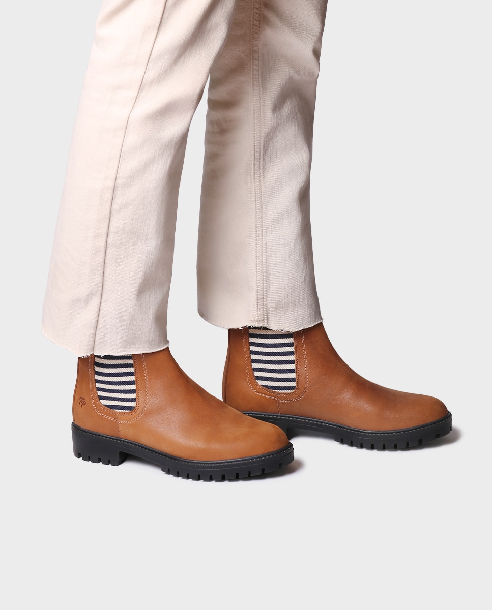 Botines de mujer de piel con elásticos - Toni Pons - Marrón claro Marrón claro-2