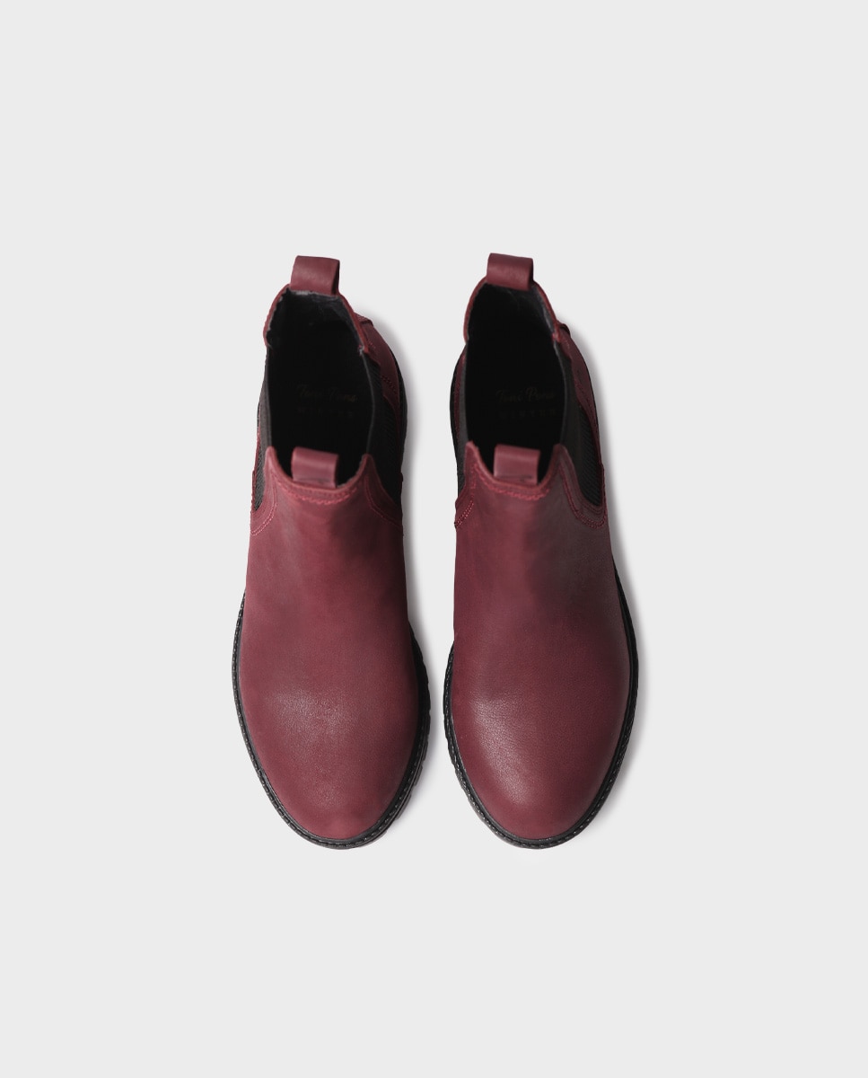 Botines de mujer de piel con elásticos - Toni Pons - Burdeos Burdeos-3