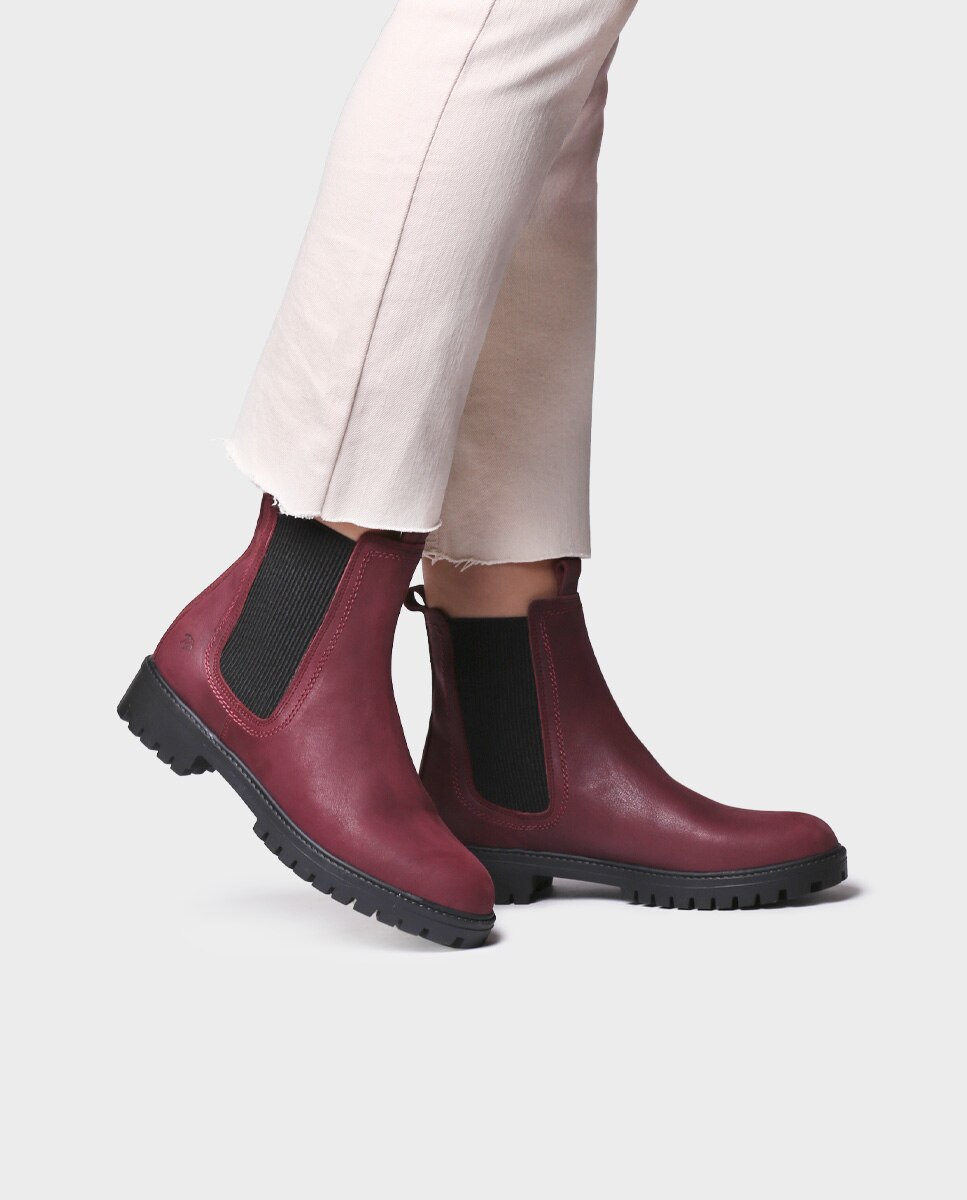 Botines de mujer de piel con elásticos - Toni Pons - Burdeos Burdeos-2
