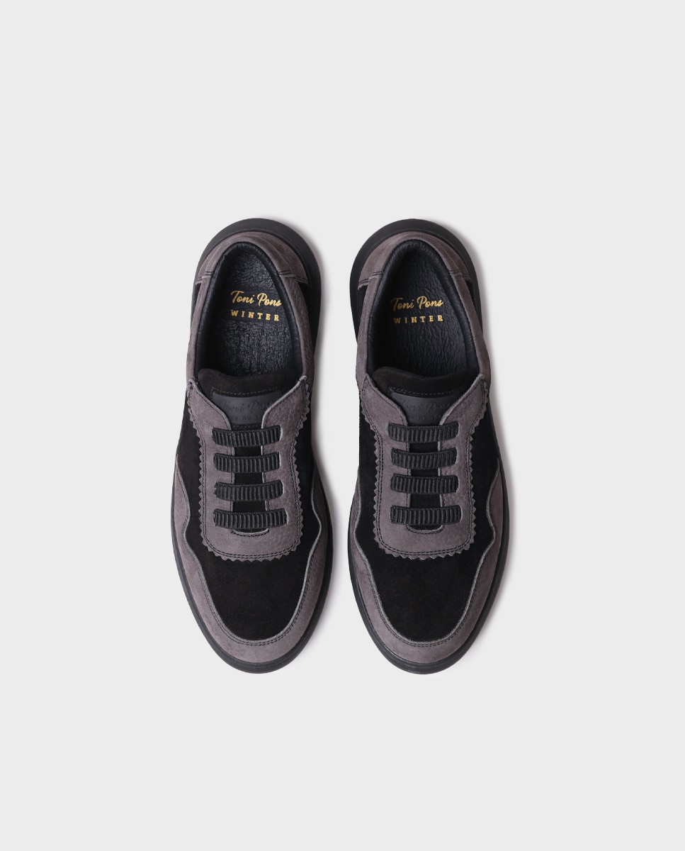 Zapatillas de piel de mujer con elásticos - Toni Pons - Negro Negro-3
