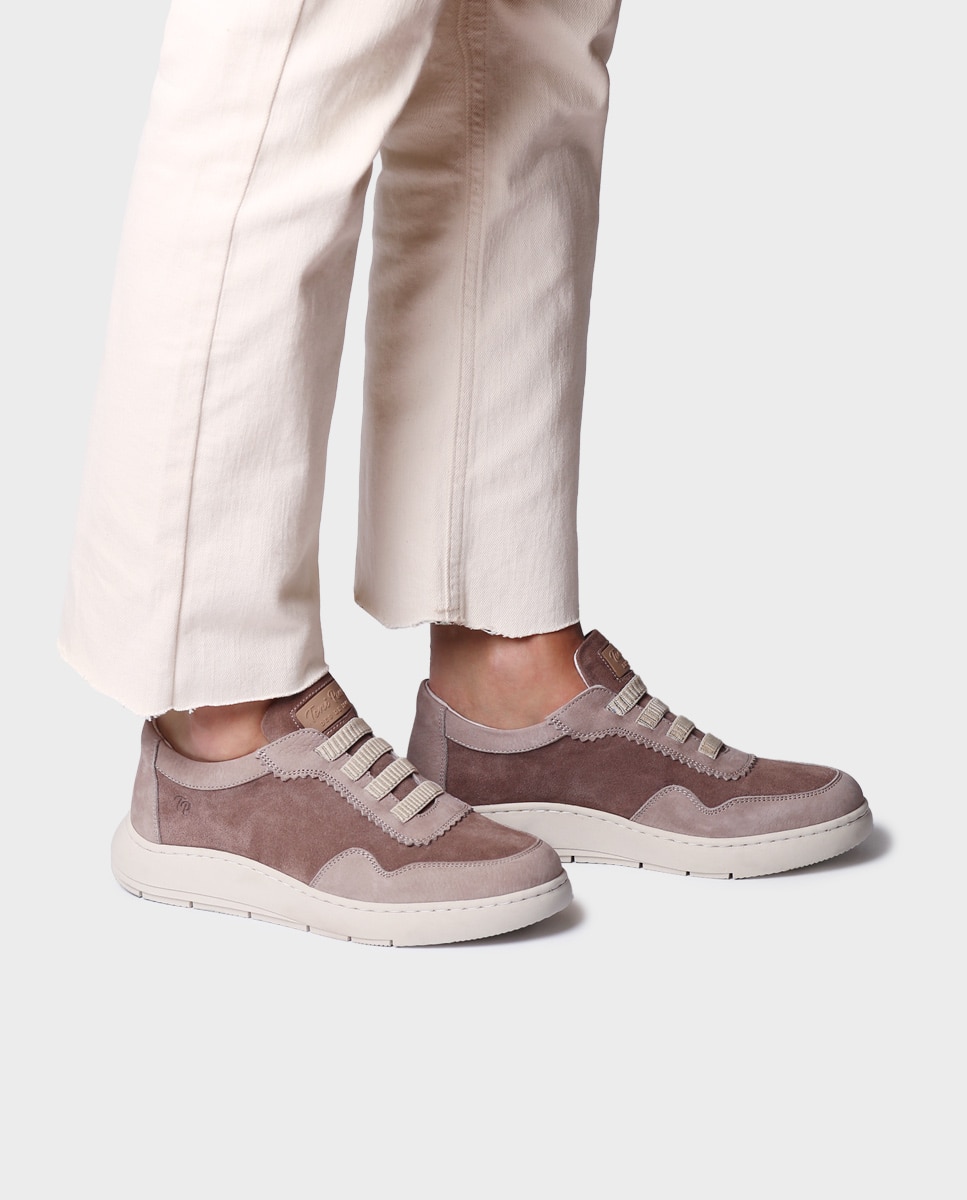 Zapatillas de piel de mujer con elásticos - Toni Pons - Marrón Marrón-2