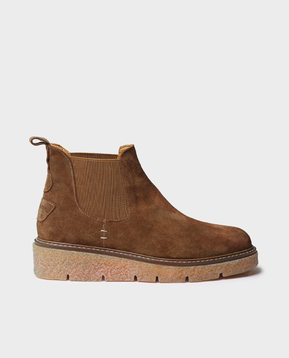 Botines de mujer de serraje con elásticos - Toni Pons - Marrón Marrón-1