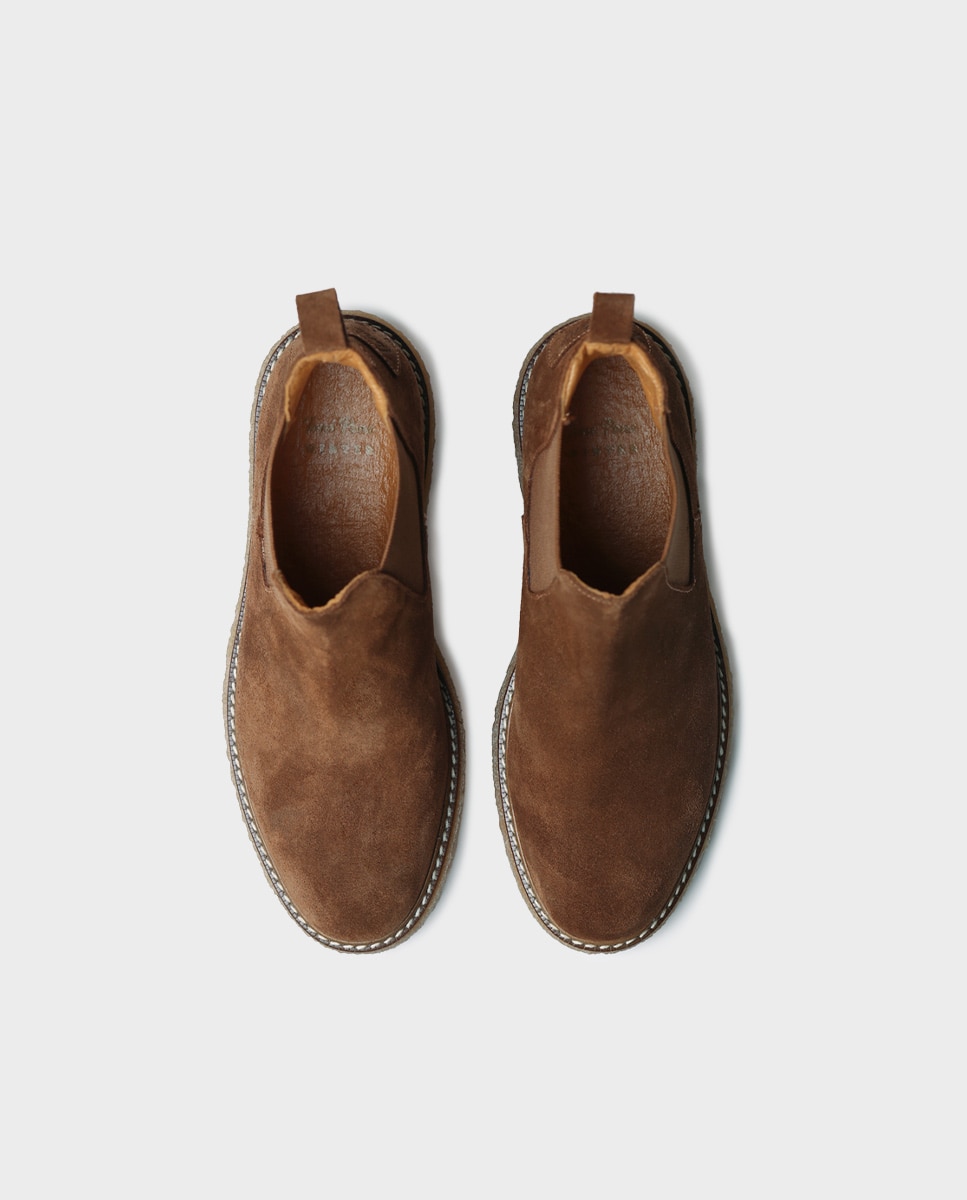 Botines de mujer de serraje con elásticos - Toni Pons - Marrón Marrón-3