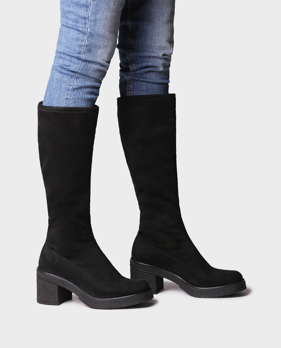 Botas de mujer de tejido elástico con tacón - Toni Pons - Negro Negro-3