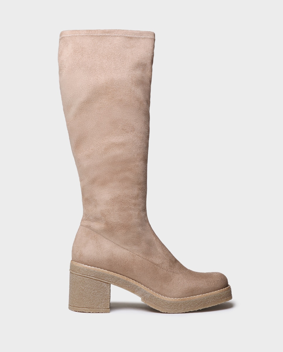 Botas de mujer de tejido elástico con tacón - Toni Pons - Beige Beige-1