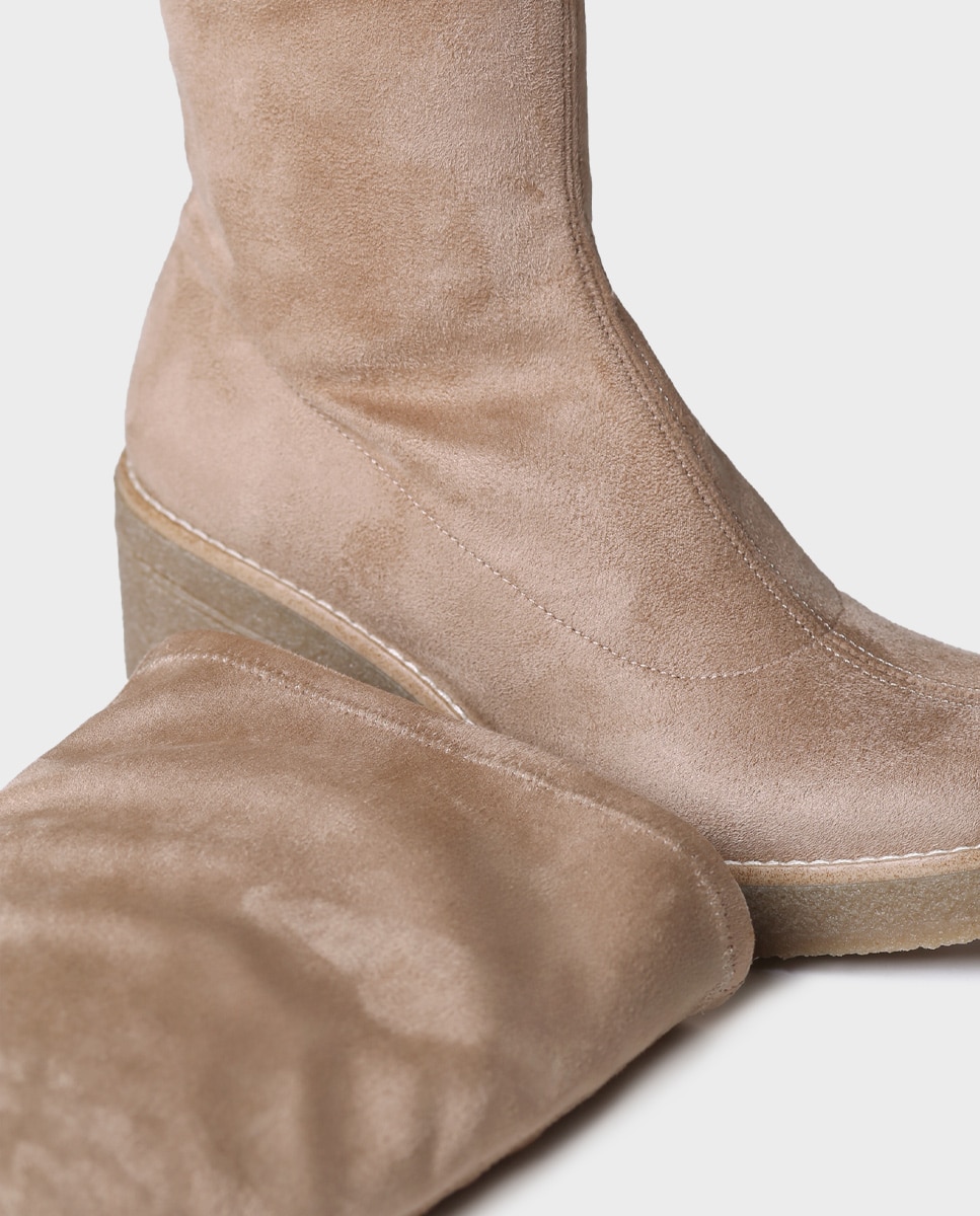 Botas de mujer de tejido elástico con tacón - Toni Pons - Beige Beige-3