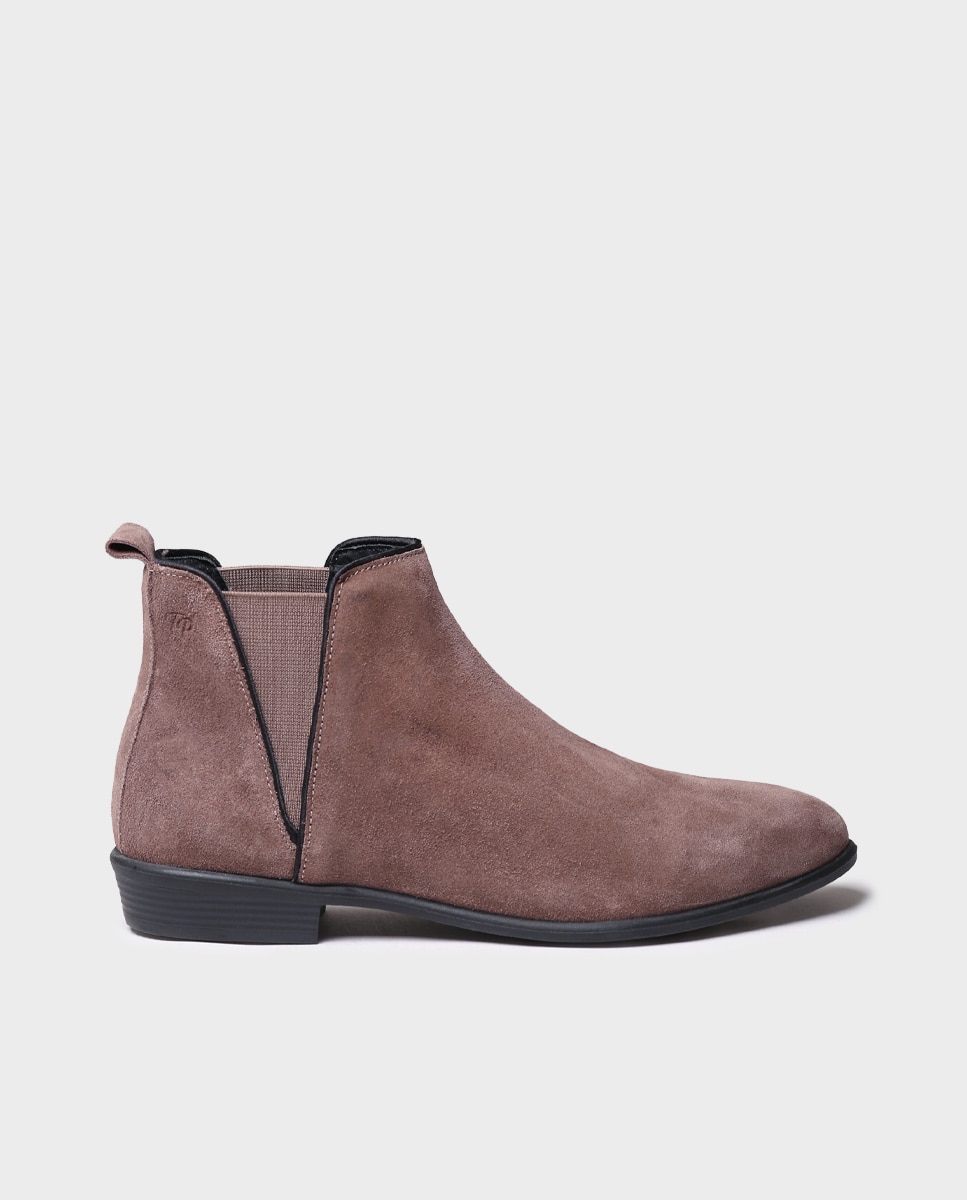 Botines de mujer de serraje con elásticos - Toni Pons - Marrón Marrón-1