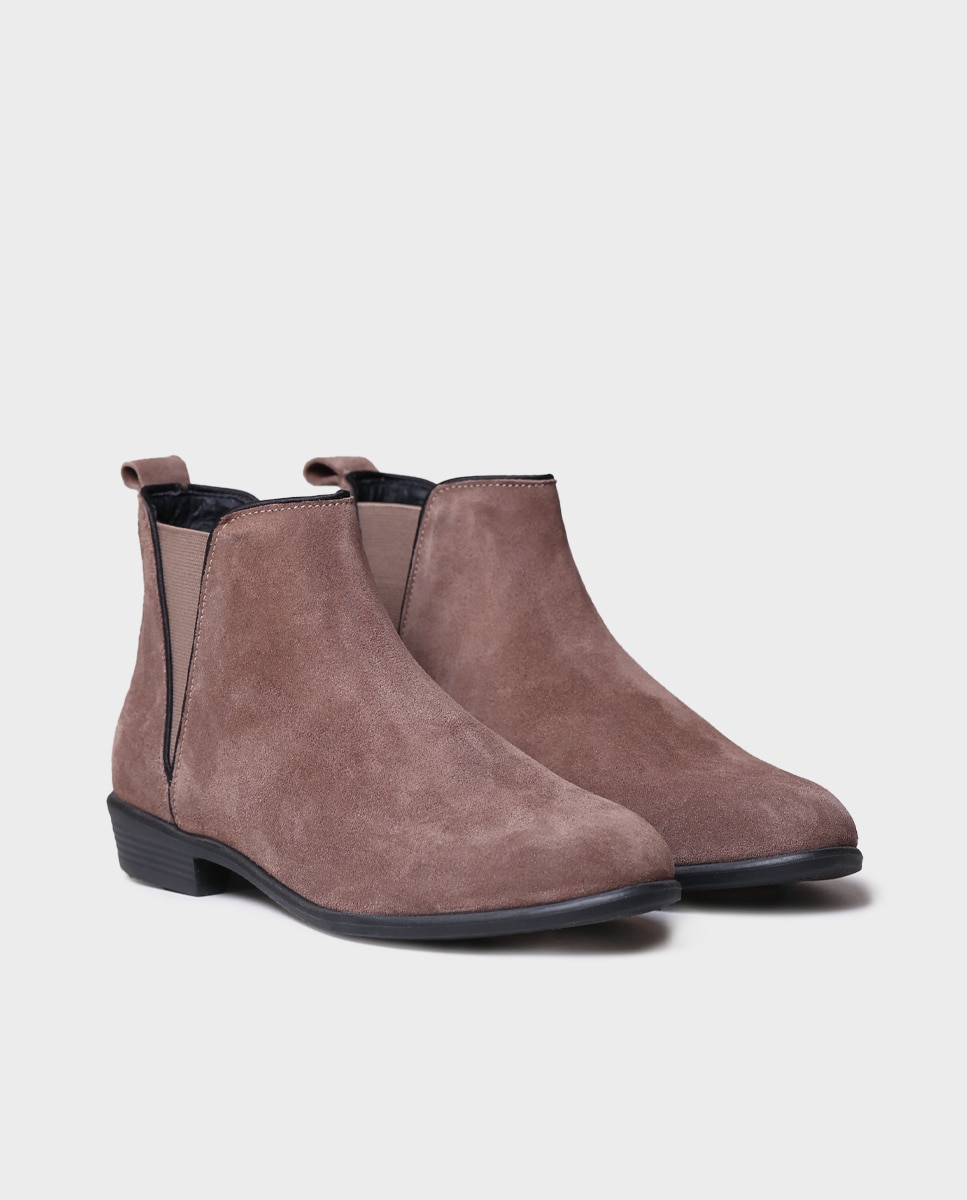 Botines de mujer de serraje con elásticos - Toni Pons - Marrón Marrón-4