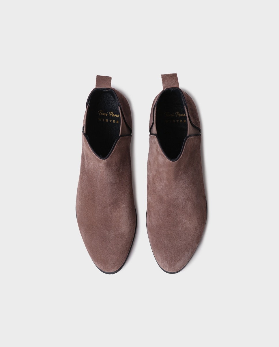 Botines de mujer de serraje con elásticos - Toni Pons - Marrón Marrón-3