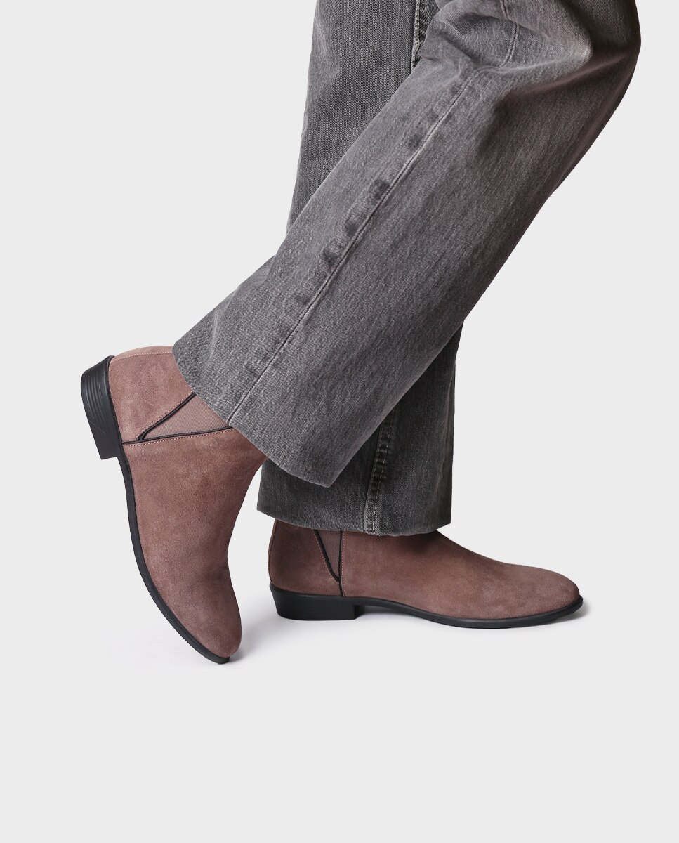 Botines de mujer de serraje con elásticos - Toni Pons - Marrón Marrón-2