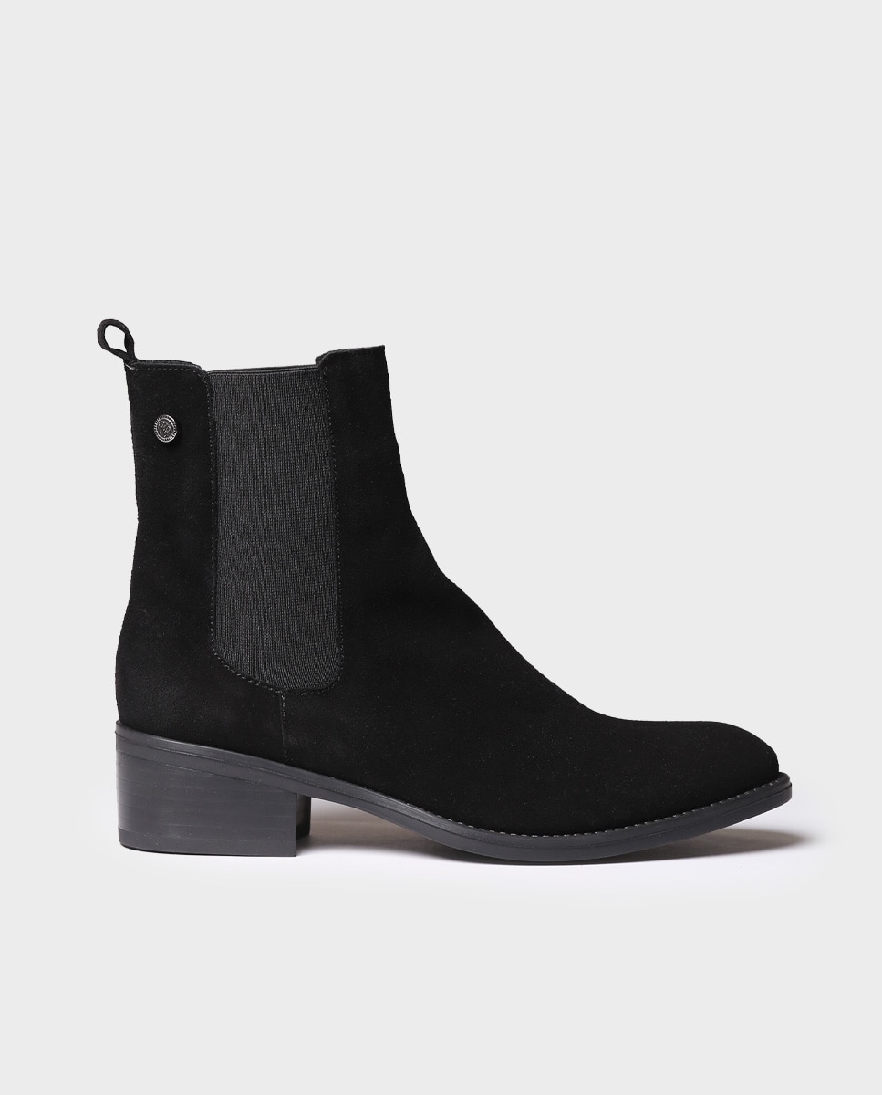 Botines de mujer de serraje con elásticos - Toni Pons - Negro Negro-1