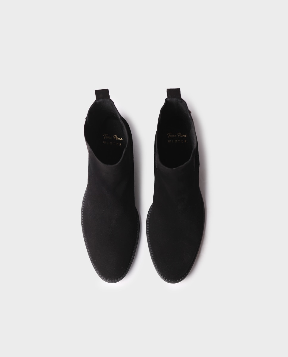 Botines de mujer de serraje con elásticos - Toni Pons - Negro Negro-2