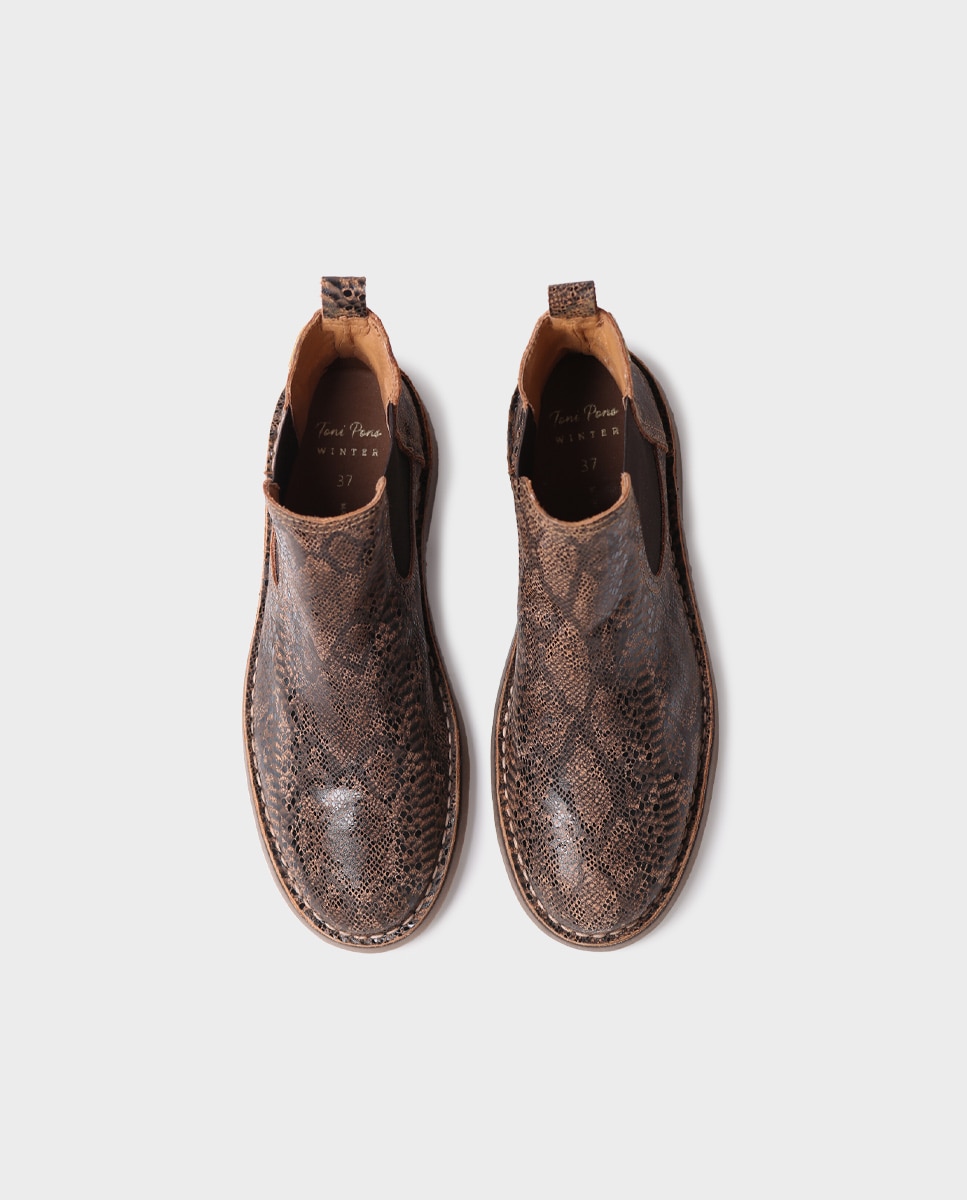 Botines de mujer de piel con elásticos - Toni Pons - Marrón Marrón-3