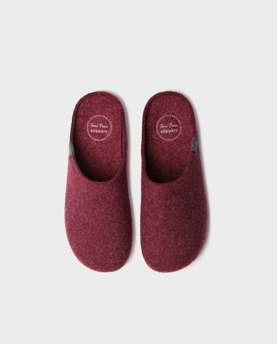 Imagen 3 de Zapatillas de casa de hombre de fieltro reciclado - Burdeos Burdeos