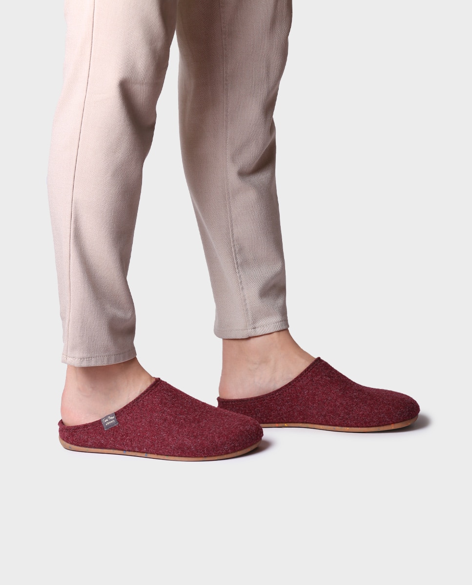 Imagen 2 de Zapatillas de casa de hombre de fieltro reciclado - Burdeos Burdeos