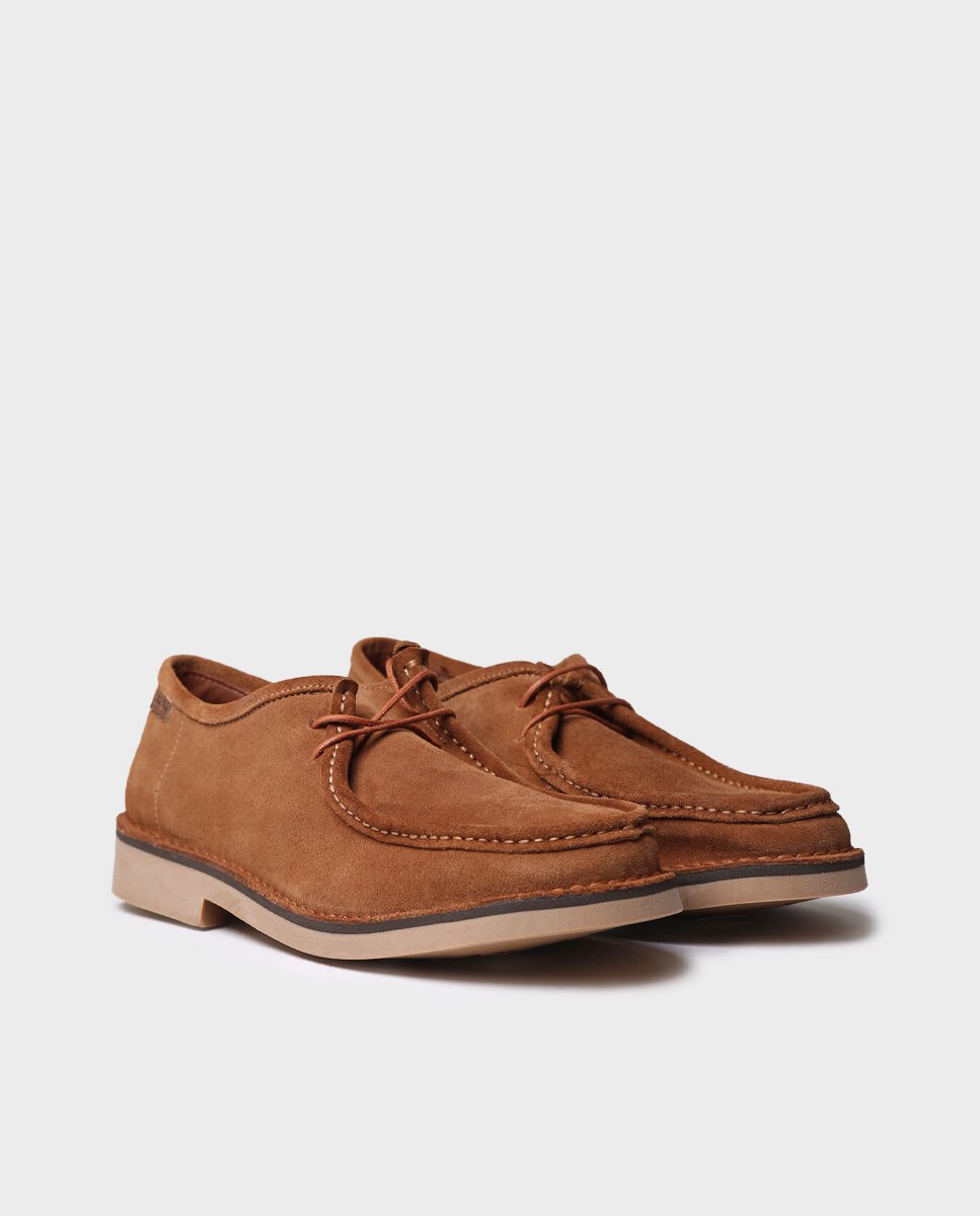 Zapatos de cordones de hombre de serraje en tonos lisos - Toni Pons - Marrón Marrón-3