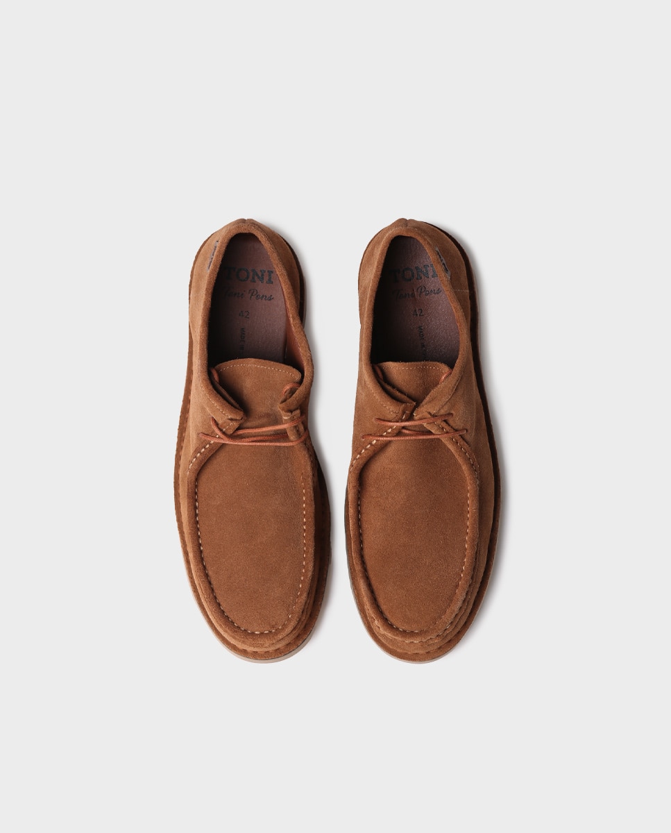 Zapatos de cordones de hombre de serraje en tonos lisos - Toni Pons - Marrón Marrón-2
