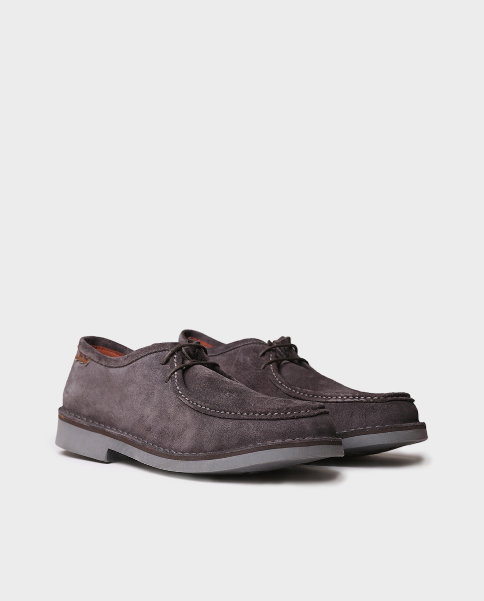 Zapatos de cordones de hombre de serraje en tonos lisos - Toni Pons - Gris Gris-4