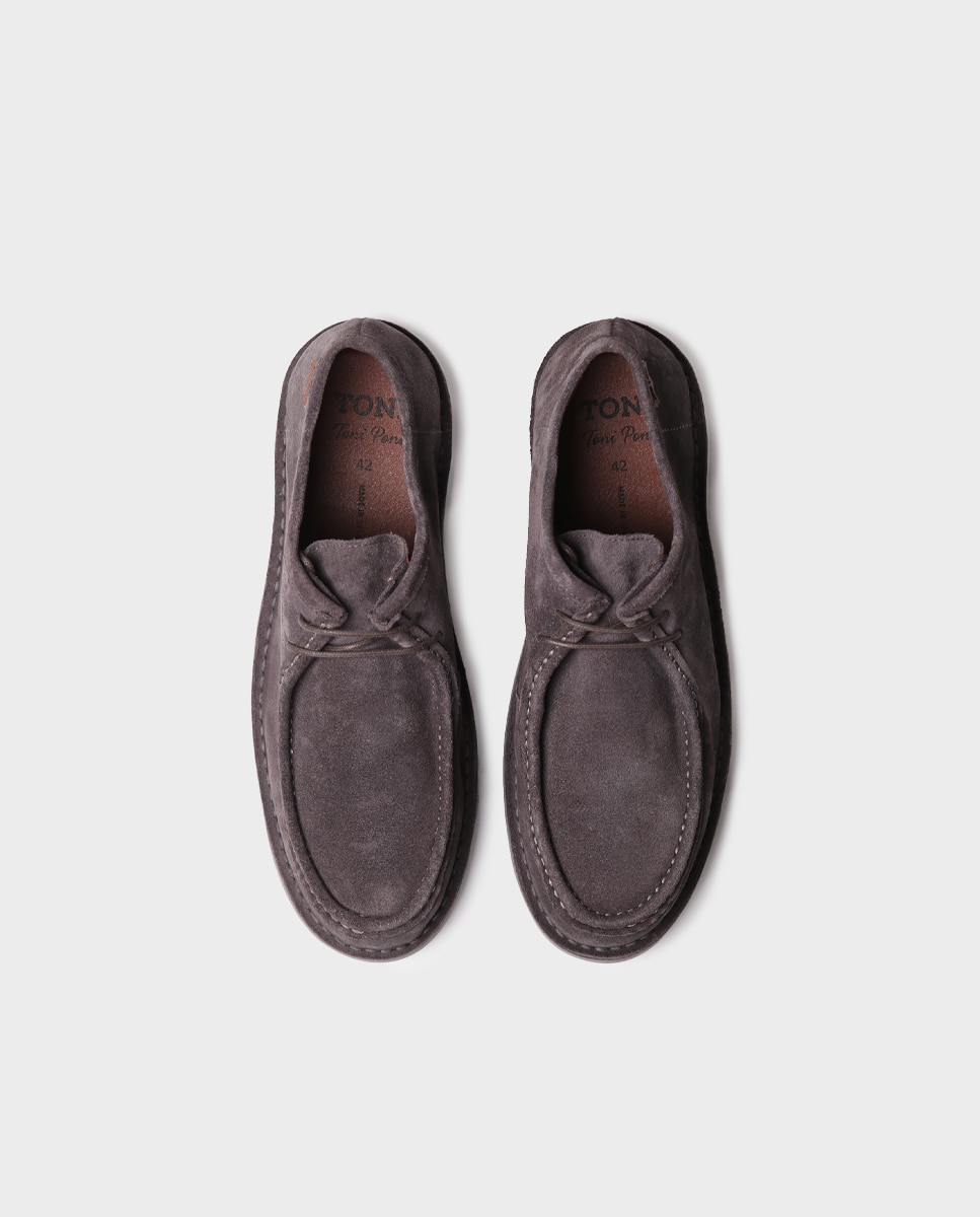 Zapatos de cordones de hombre de serraje en tonos lisos - Toni Pons - Gris Gris-3