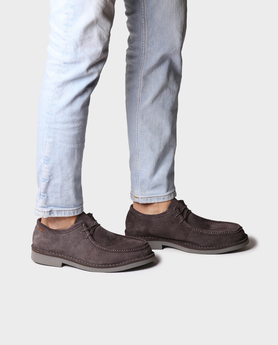 Zapatos de cordones de hombre de serraje en tonos lisos - Toni Pons - Gris Gris-2