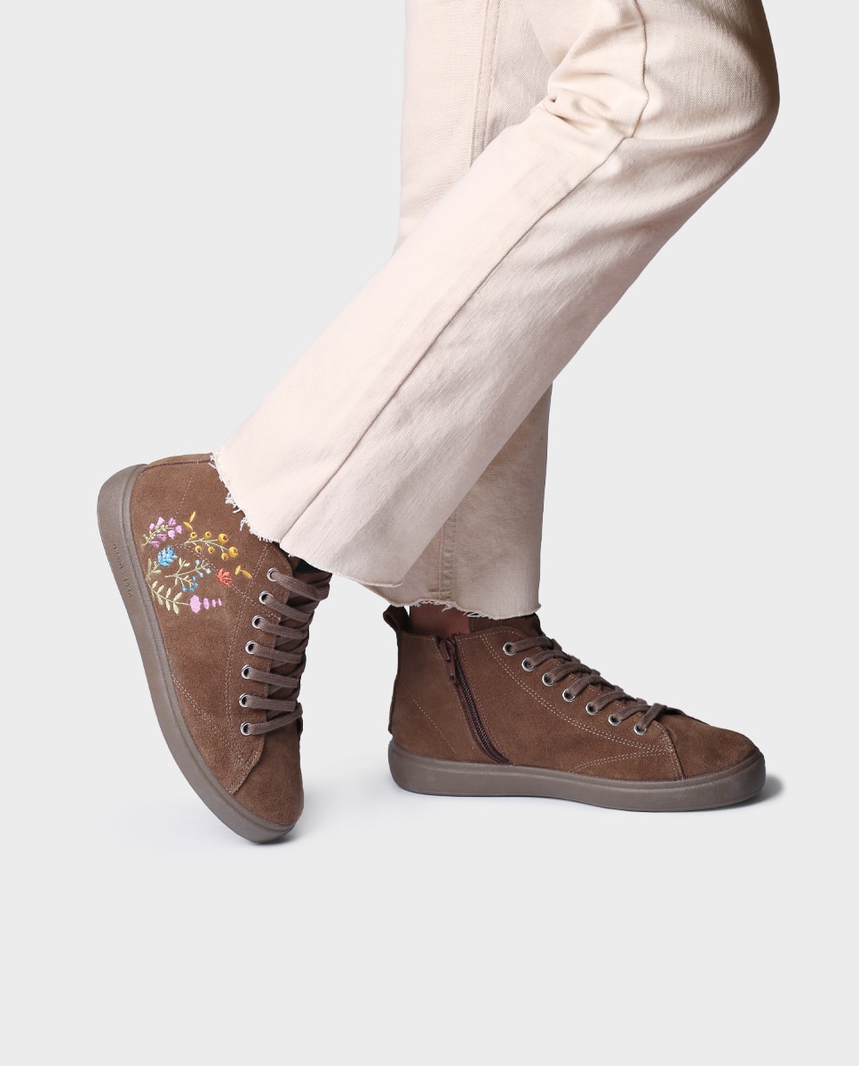 Zapatillas de mujer de serraje con cordones - Toni Pons - Marrón Marrón-2