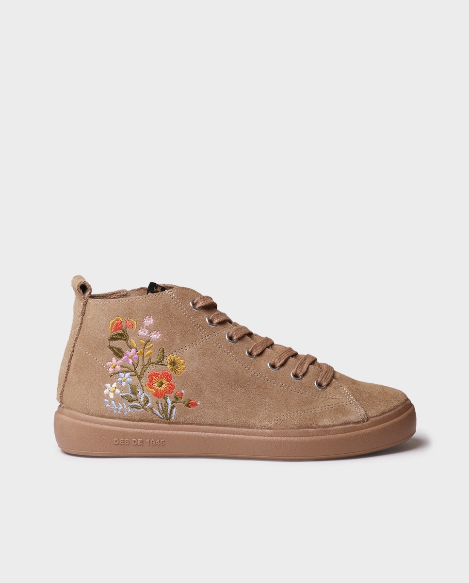 Zapatillas de mujer de serraje con cordones - Toni Pons - Beige Beige-1