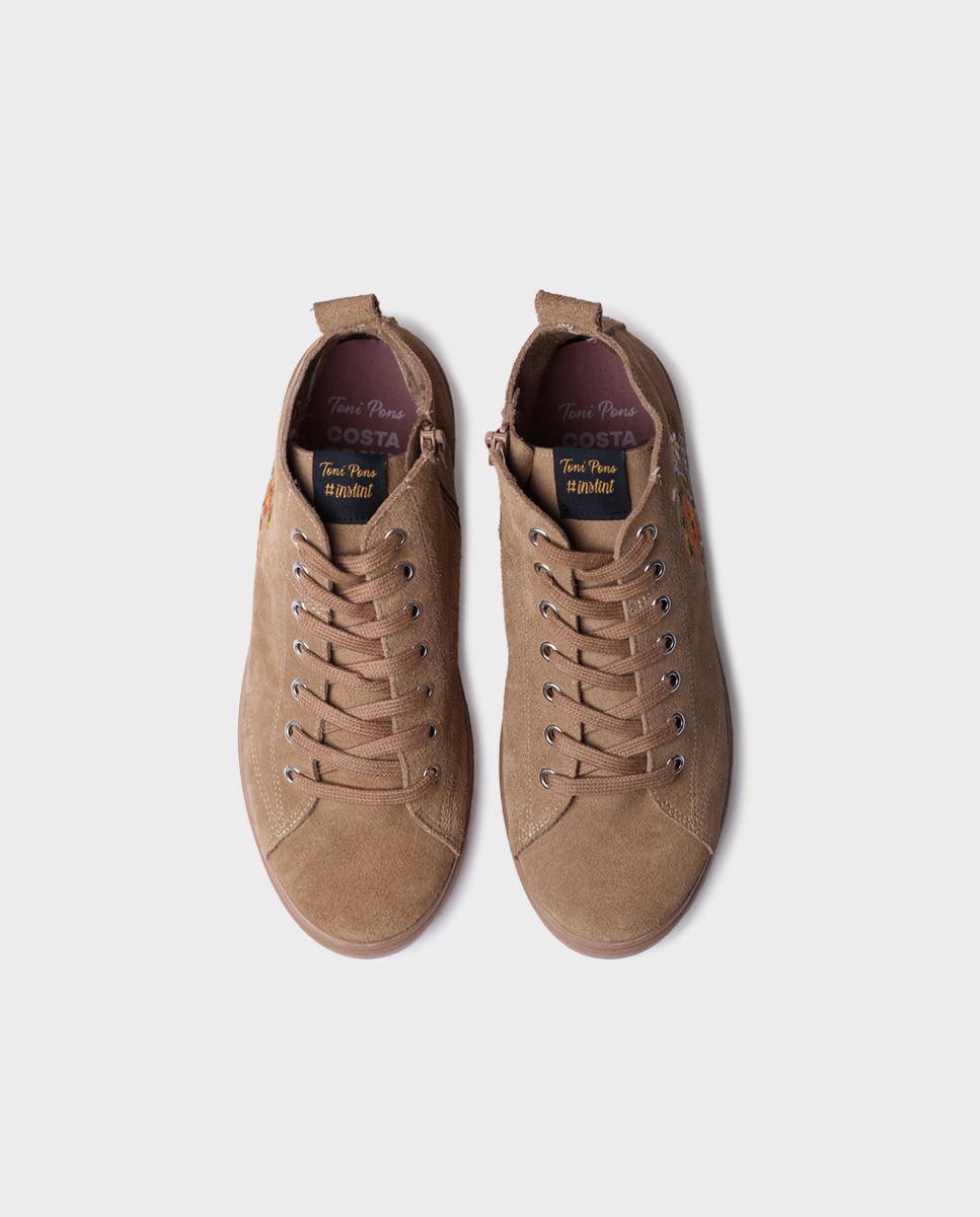 Zapatillas de mujer de serraje con cordones - Toni Pons - Beige Beige-3