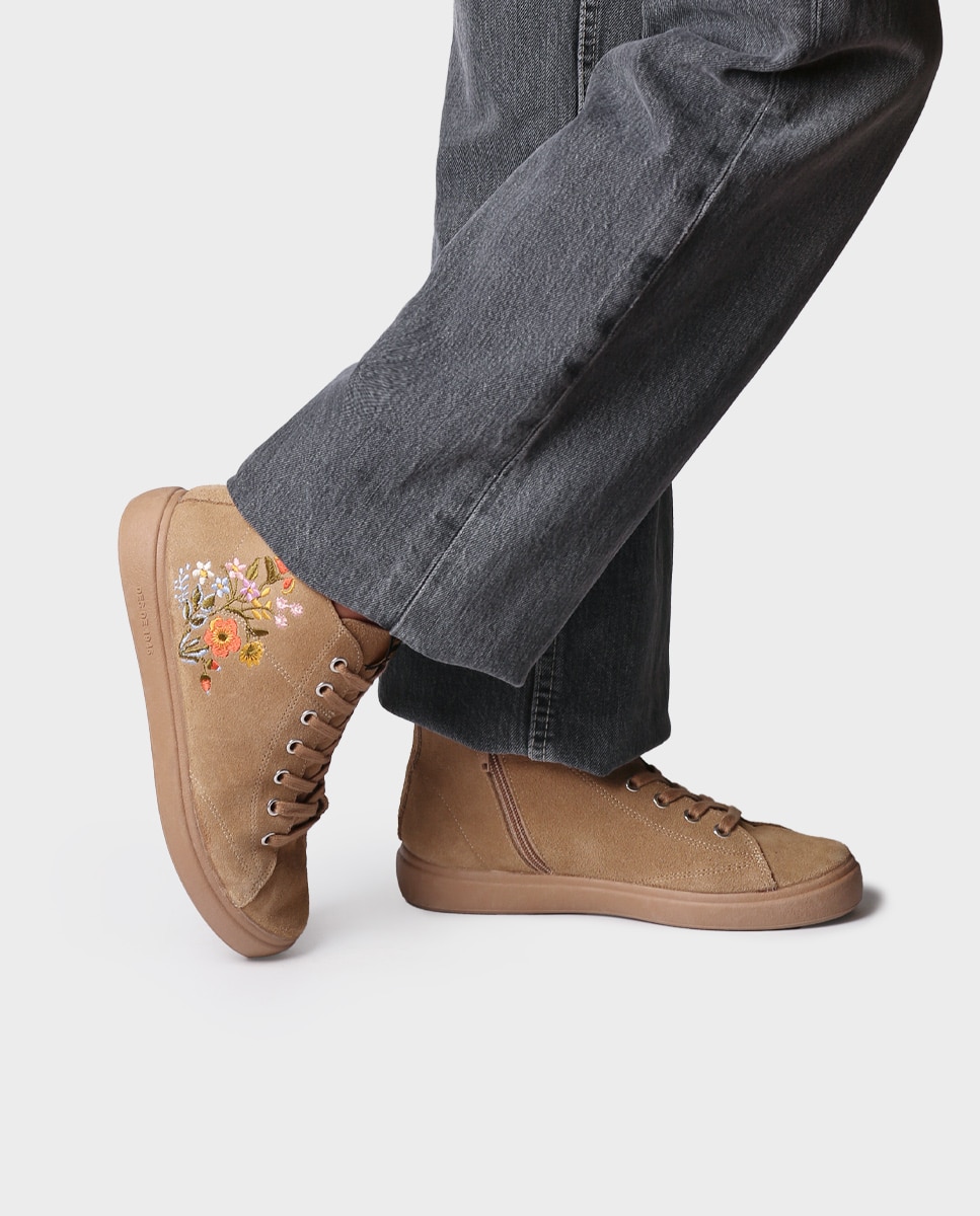 Zapatillas de mujer de serraje con cordones - Toni Pons - Beige Beige-2