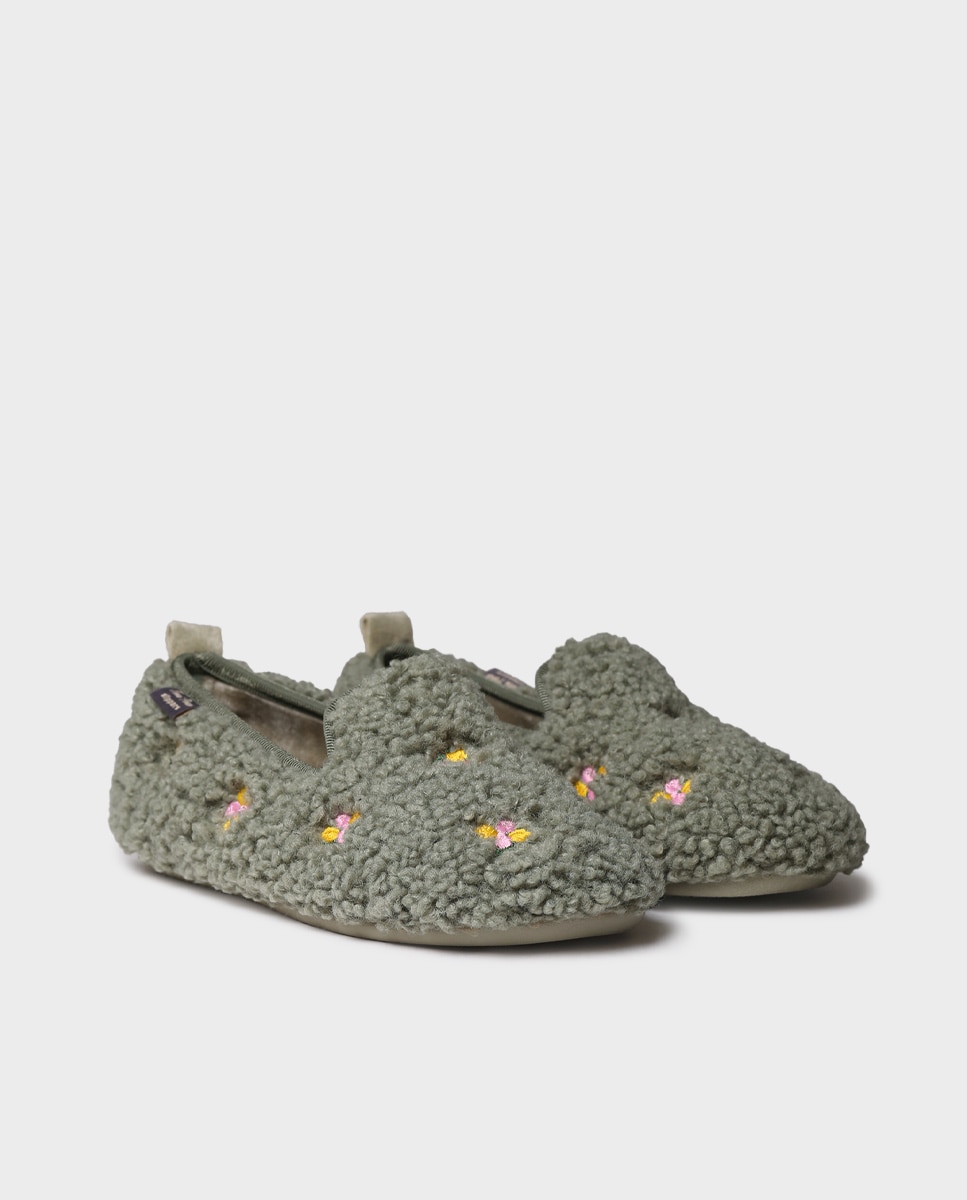Imagen 4 de Zapatillas de casa cerradas de mujer con bordado - Toni Pons - Verde Verde