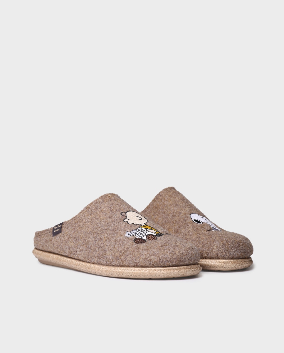 Zapatillas de casa de hombre de fieltro de snoopy - Toni Pons - Marrón Marrón-3