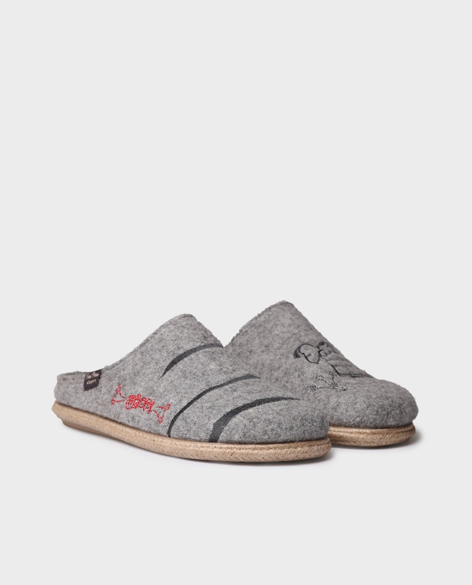 Zapatillas de casa de hombre de fieltro de snoopy - Toni Pons - Gris Gris-3