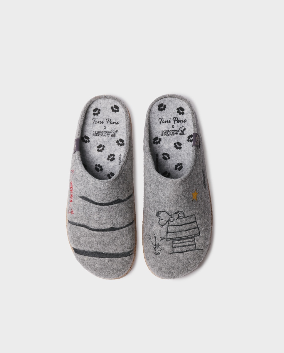 Zapatillas de casa de hombre de fieltro de snoopy - Toni Pons - Gris Gris-2