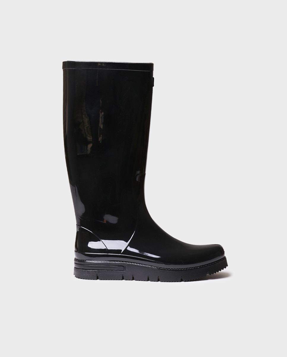 Imagen 0 de Botas de agua de mujer de goma con acabado brillante Negro