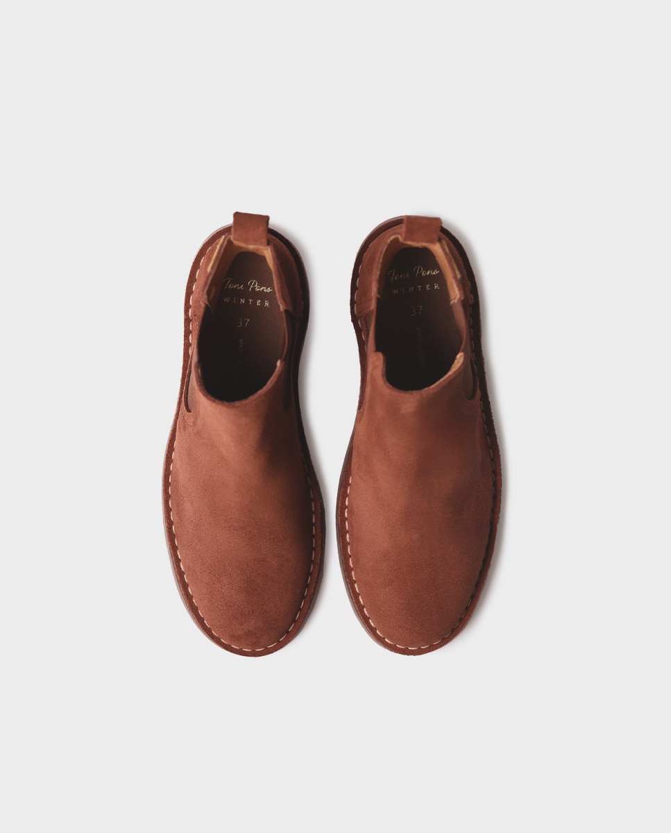 Imagen 3 de Botines de mujer de serraje con elásticos - Toni Pons - Marrón Marrón