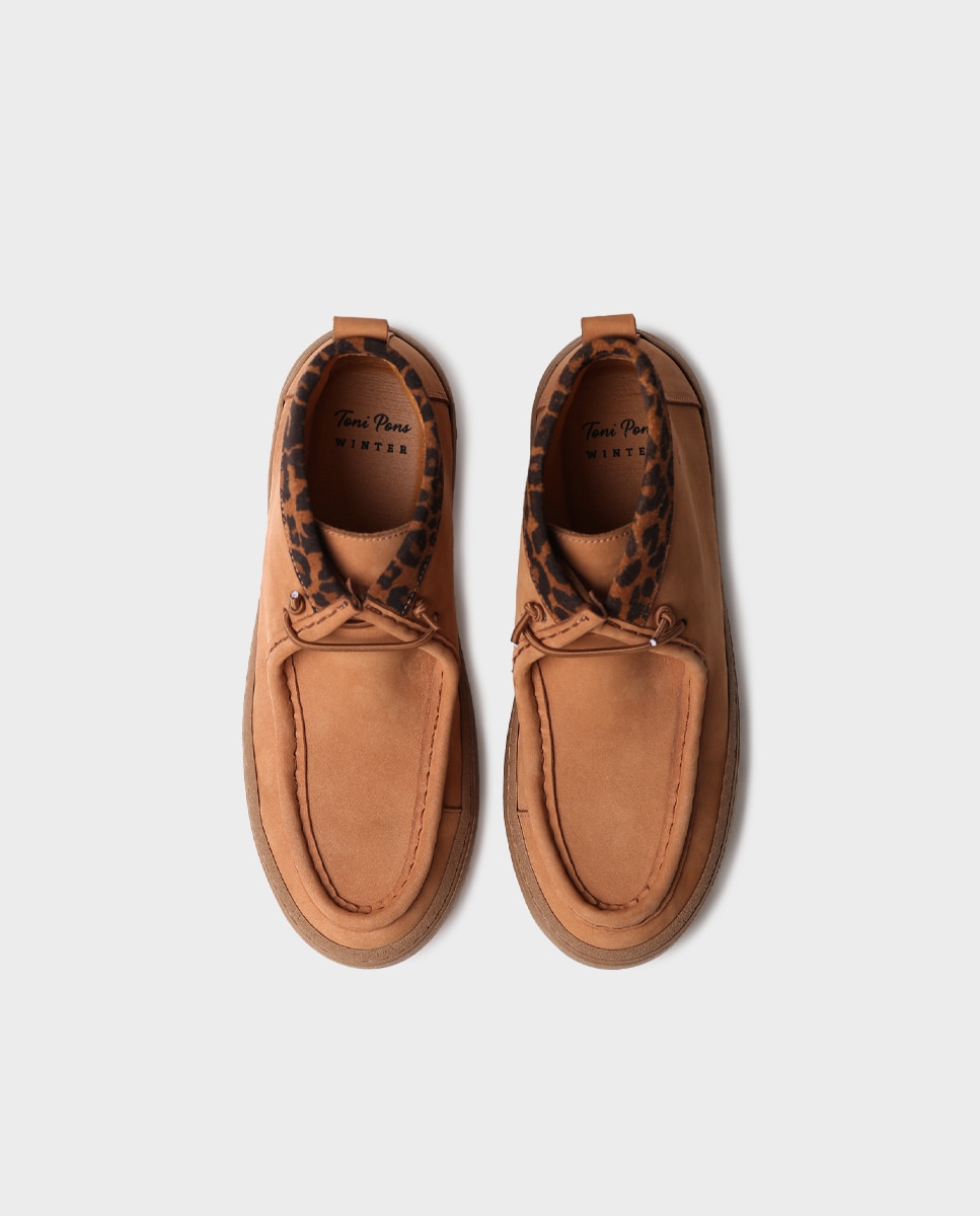 Botines de mujer de piel con cordones elásticos - Toni Pons - Marrón Marrón-3